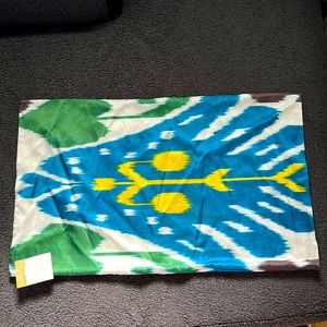 BNWT Pottery Barn silk aria ikat pillow cover blue teal green yellow